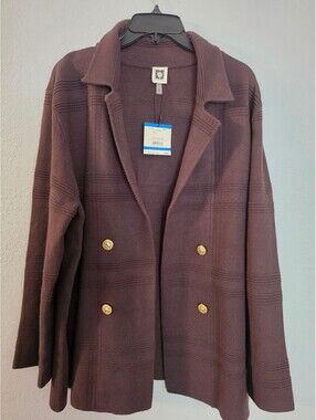 Anne Klein Women's Chocolate Brown Double-Breasted Blazer XL